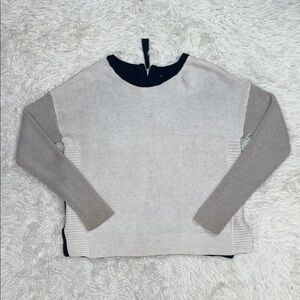 Rachel Zoe Neutral Zip Back Knit Women’s Sweater Color Block Pullover Sz MEDIUM